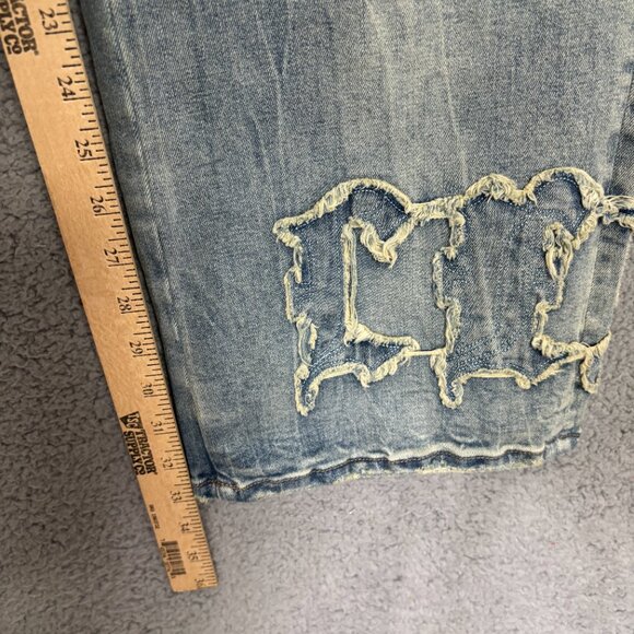 Smoke Rise Red Women's Wide Leg Jeans Distressed Grunge Curvy Fit 13/30 Blue NWT - Picture 12 of 12